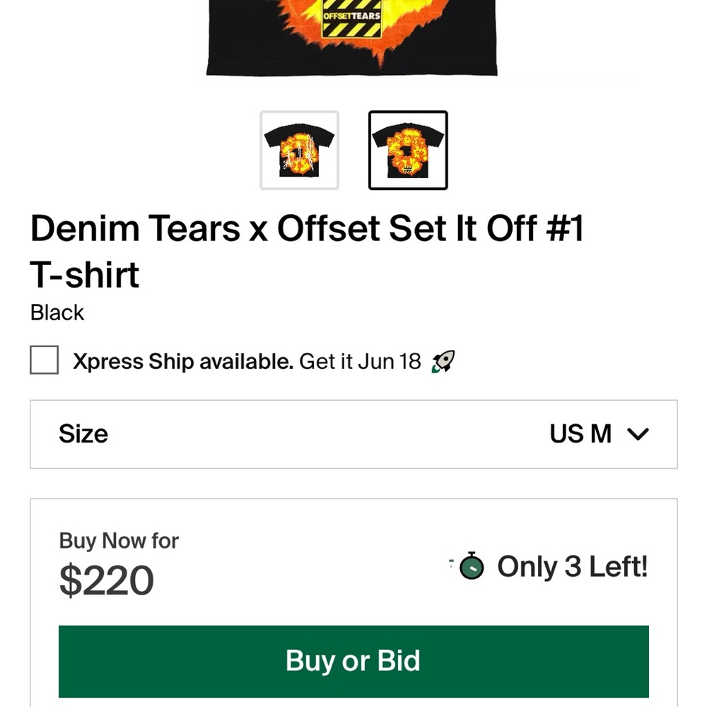 Denim Tears x Offset Black T-shirt